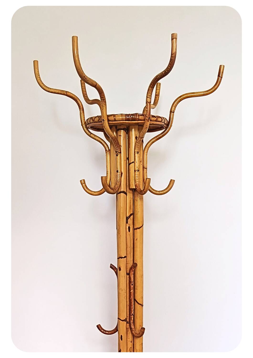 Porte-manteau perroquet en bambou vintage