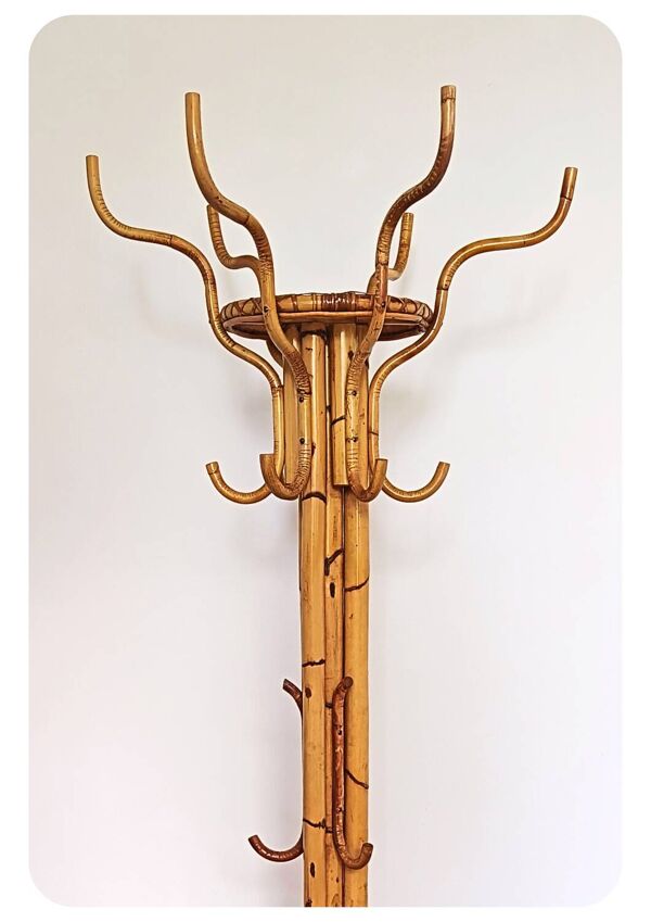 Porte-manteau perroquet en bambou vintage