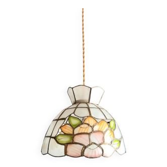 Mother-of-pearl suspension with art deco flowers