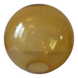 Old large lampshade globe ball sphere amber glass bubbles chandelier lighting fixture