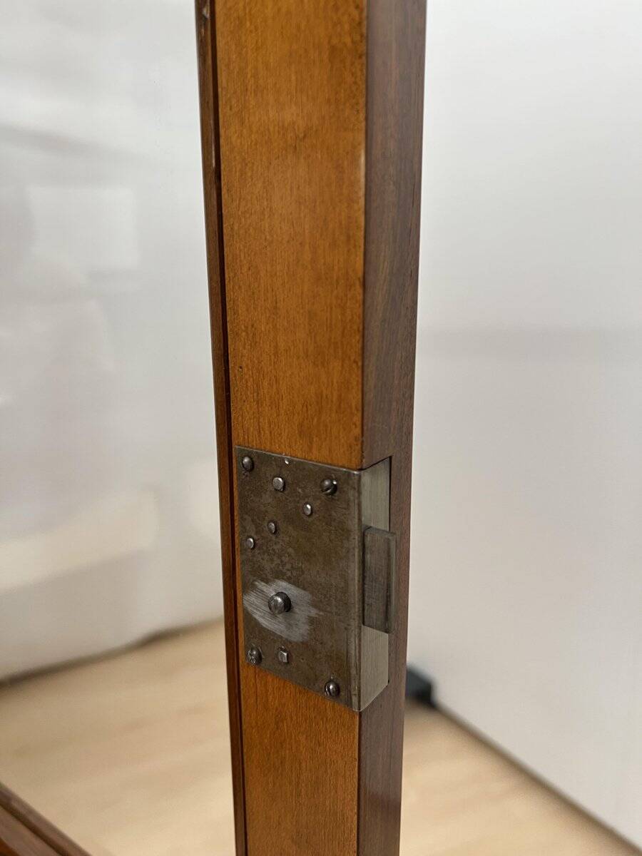 Biedermeier Vitrine in Walnut & Brass with Three Sides Glazed, South Germany, 1830