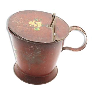 Old hand-painted metal salt pot