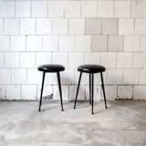Pair of upholstered vinyl stools Italy 50s