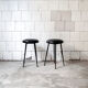 Pair of upholstered vinyl stools Italy 50s