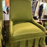 Pair of green fabric armchairs