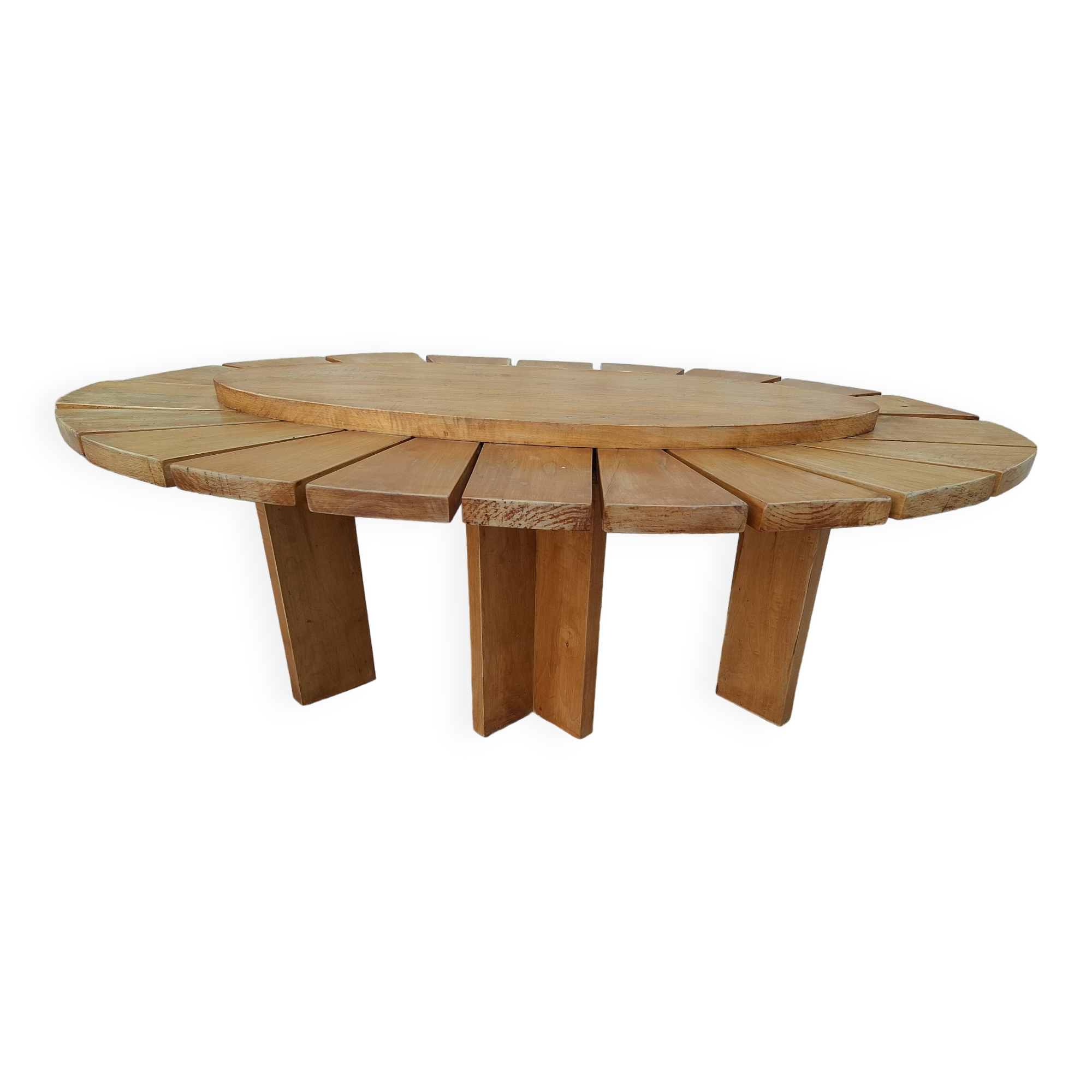 Vintage daisy shaped wooden coffee table