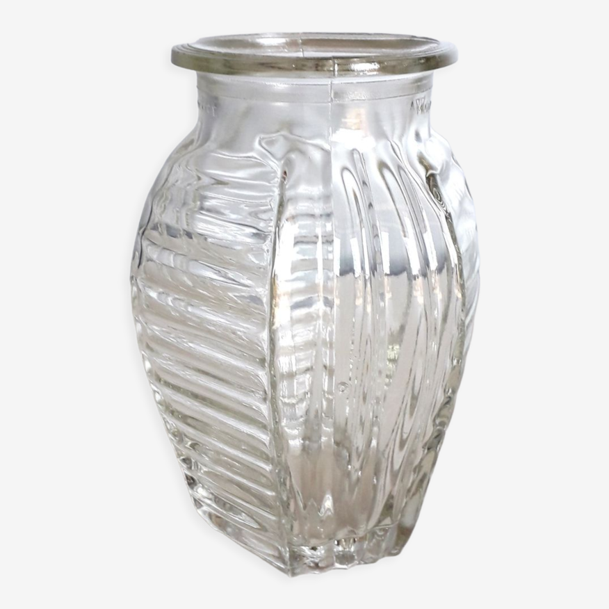 Vase à jacinthe art deco en verre moulé made in france circa 1940 | Selency