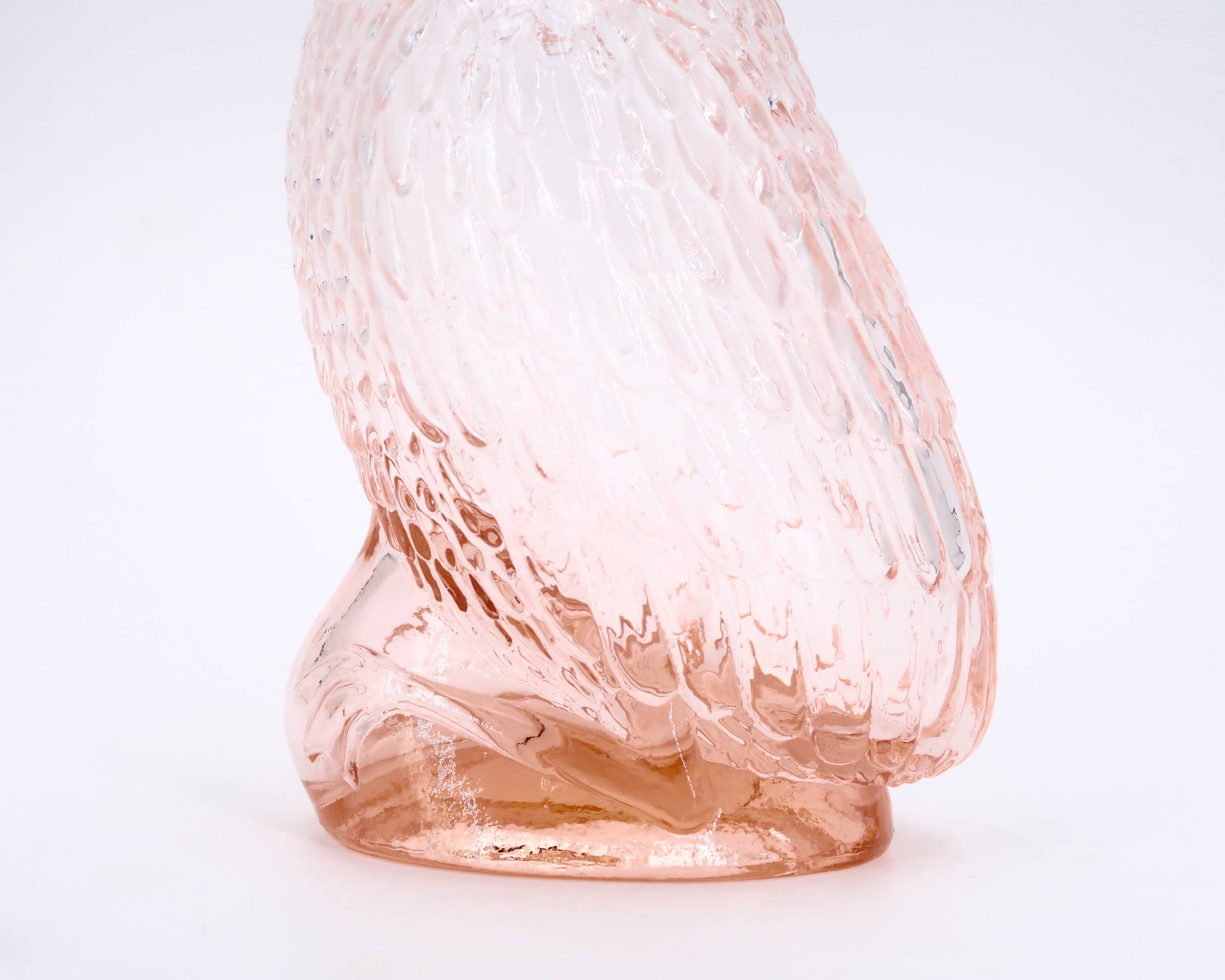 Empoli pink glass duck bottle, 1960s