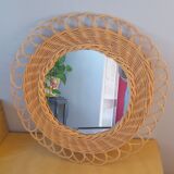 Braided wicker mirror