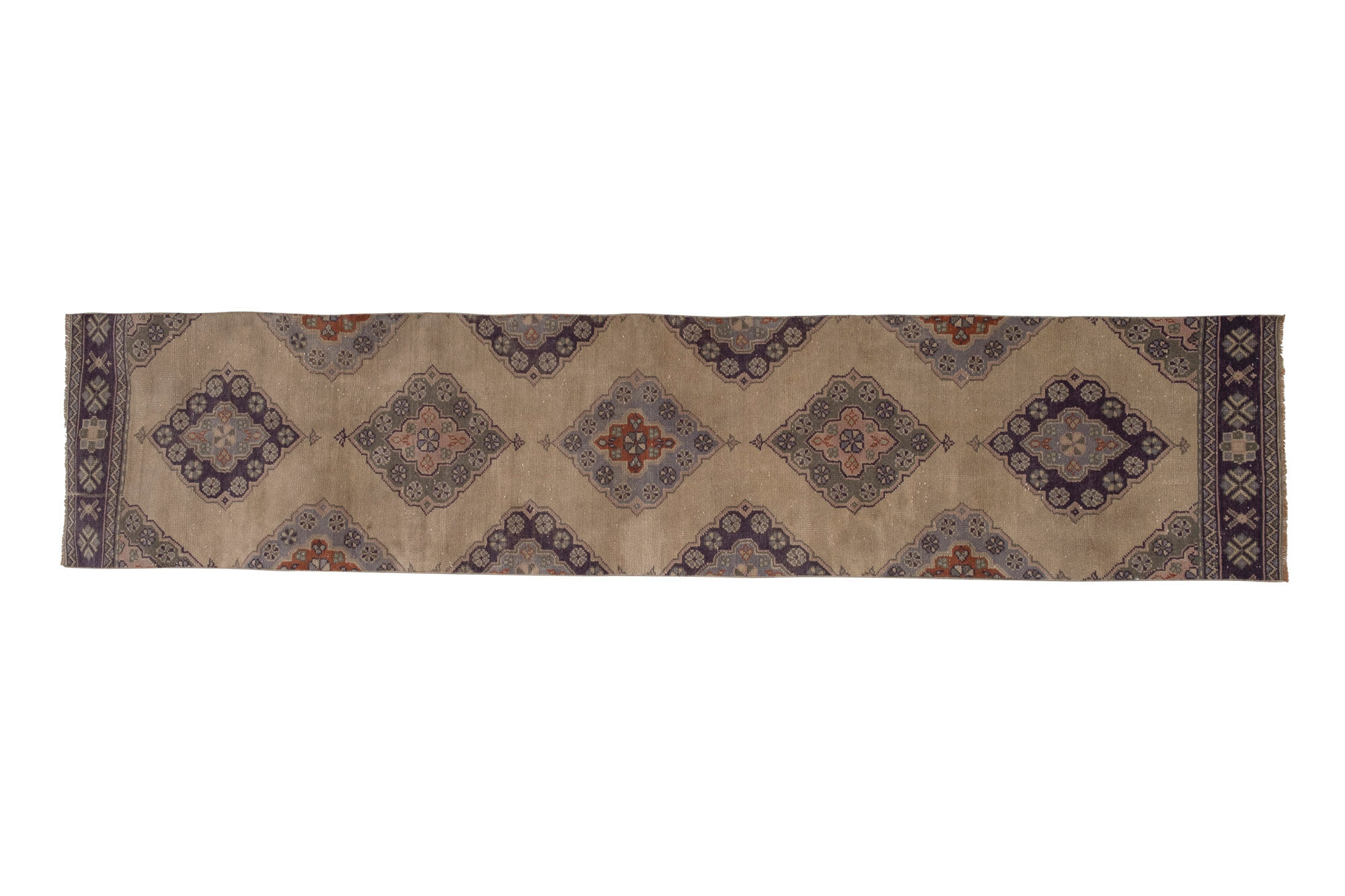 Oushak runner rug turkish hand knotted distressed hallway rug 75 x 348 cm