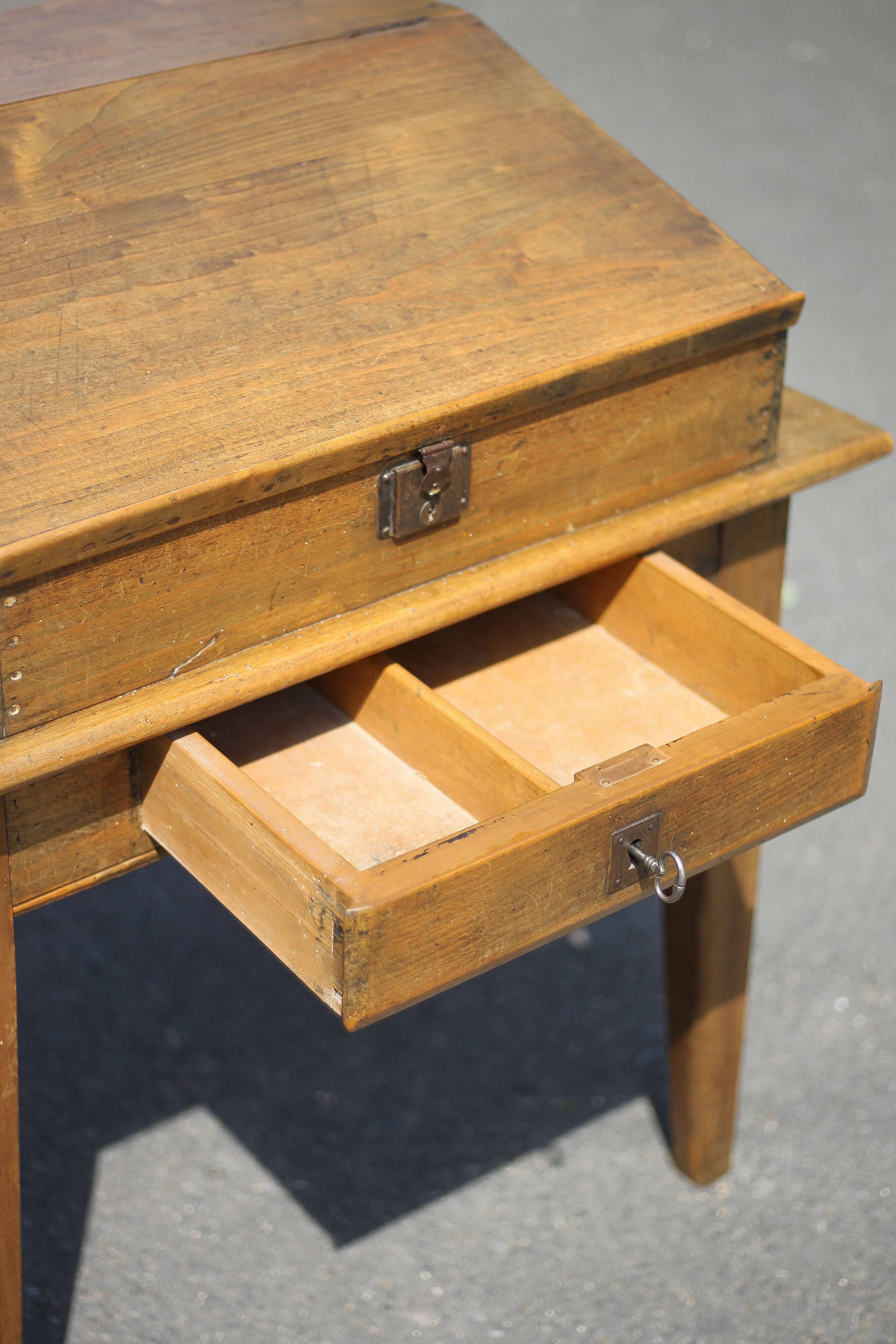 Vintage wooden writing desk, vintage wooden desk, desk secretary, wooden furniture, decoration