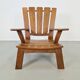 Fauteuil en bois brutaliste avec revêtement en cuir marron, Allemagne, années 1960.