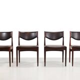 Set of 4 Johannes Andersen dining chairs in Rosewood with brown leather