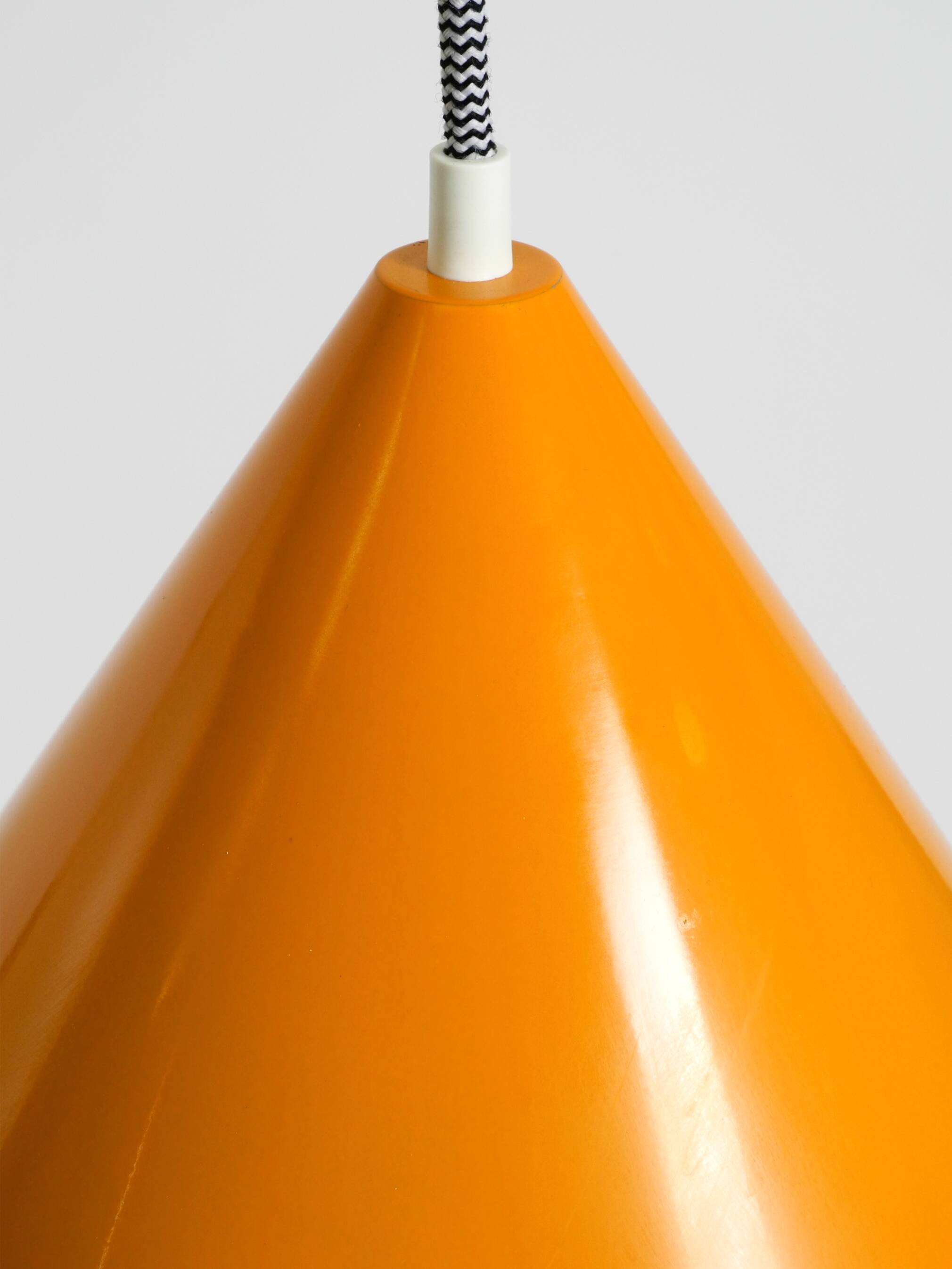 Original 1970s orange metal pendant lamp by Louis Poulsen model Billiard