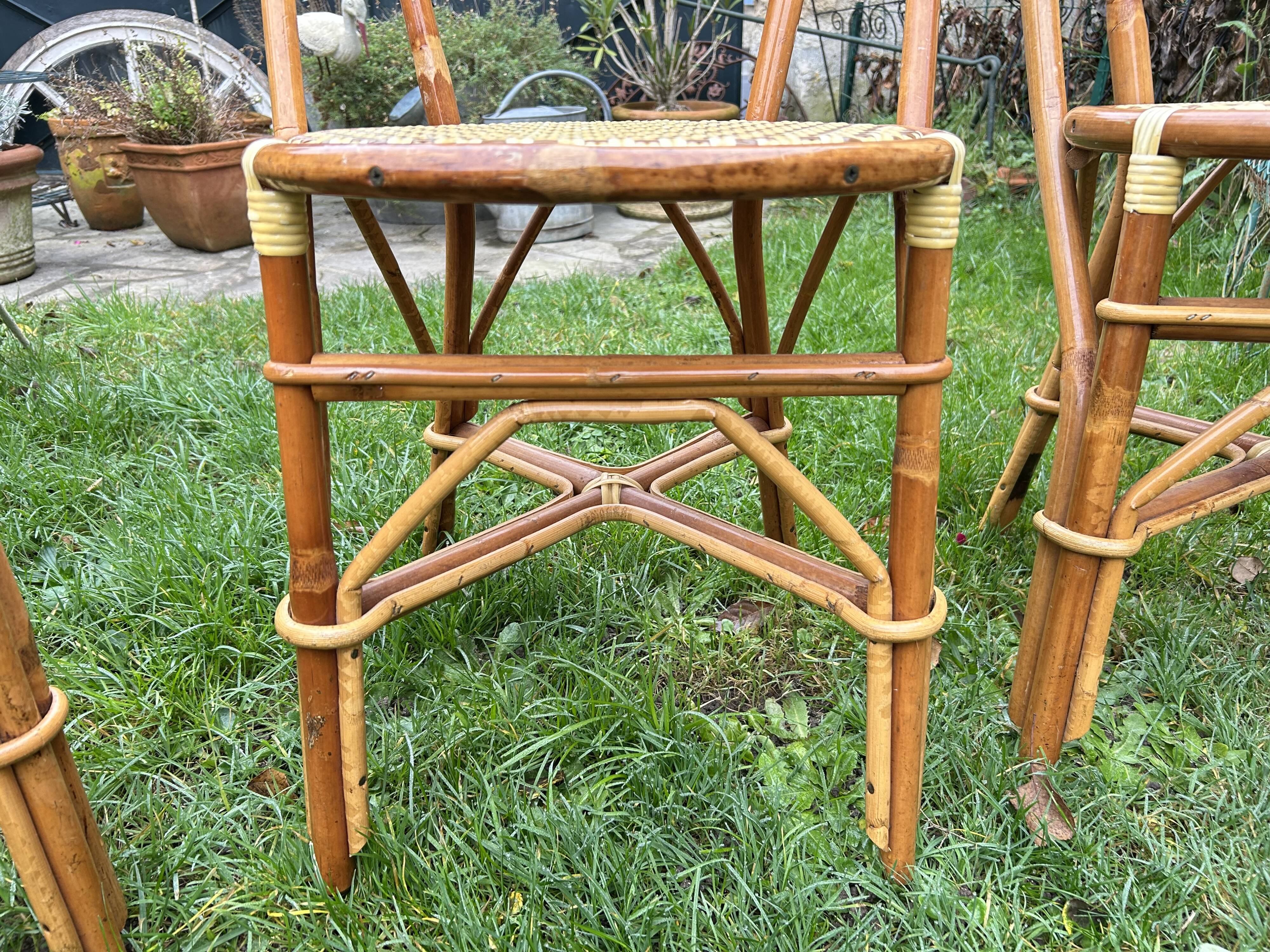 4 rattan and scoubidou Hardy chairs