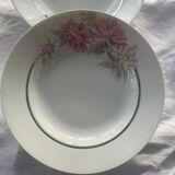6 hollow porcelain plates with art deco peony pattern