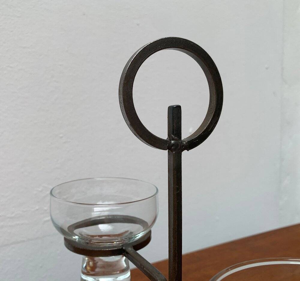 Danish Metal and Glass Candle Holder from the Mid-Century, 1960s