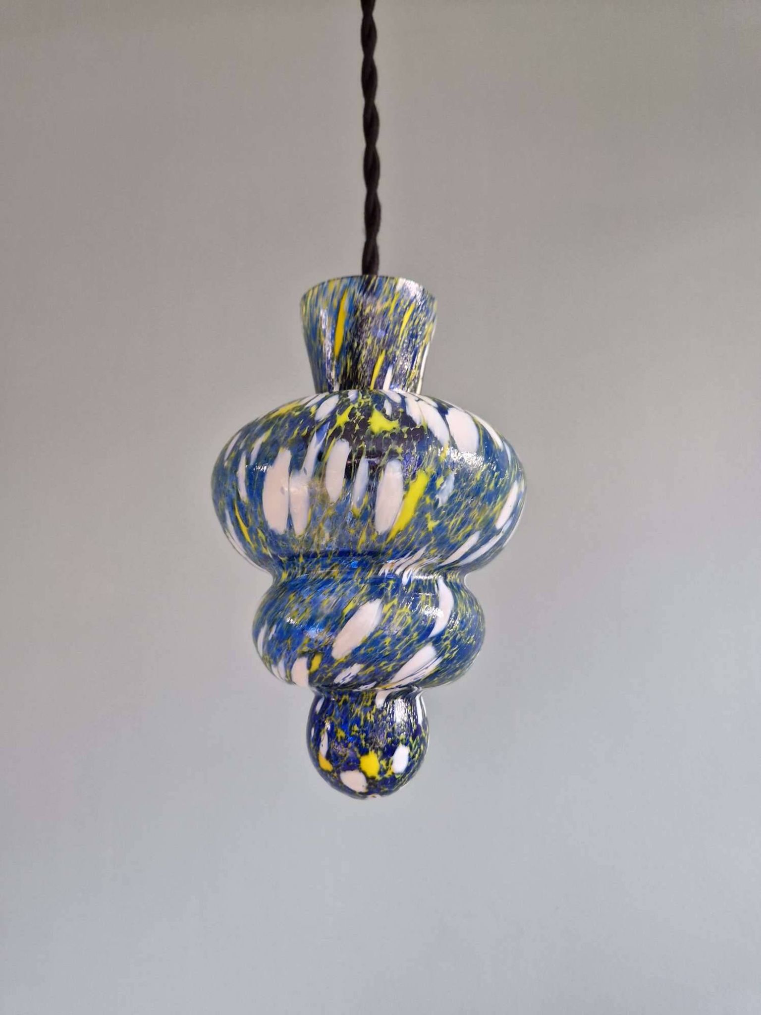 A pair of multicoloured blown glass suspensions, Murano, 1950-60.