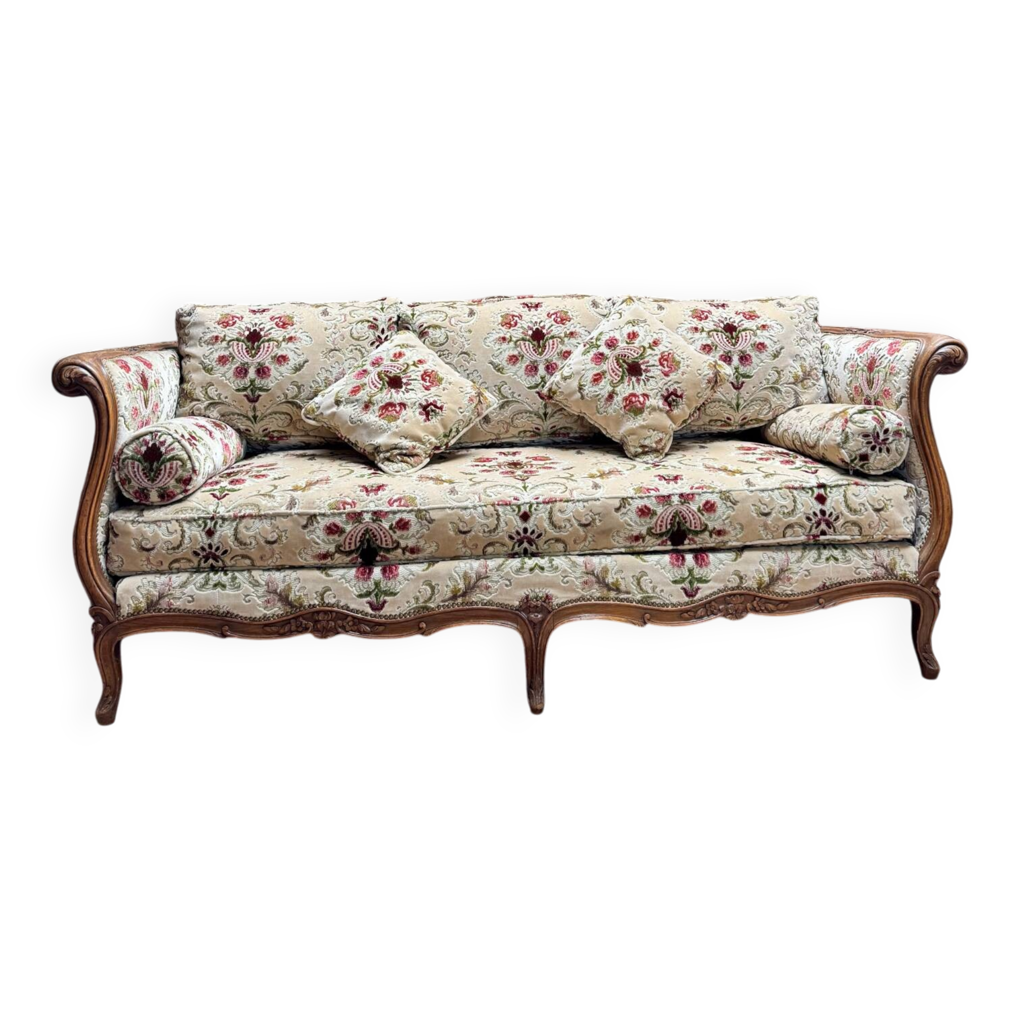 Lit de travers dit “à la turque” en noyer de style Louis XV, XIXème siècle
