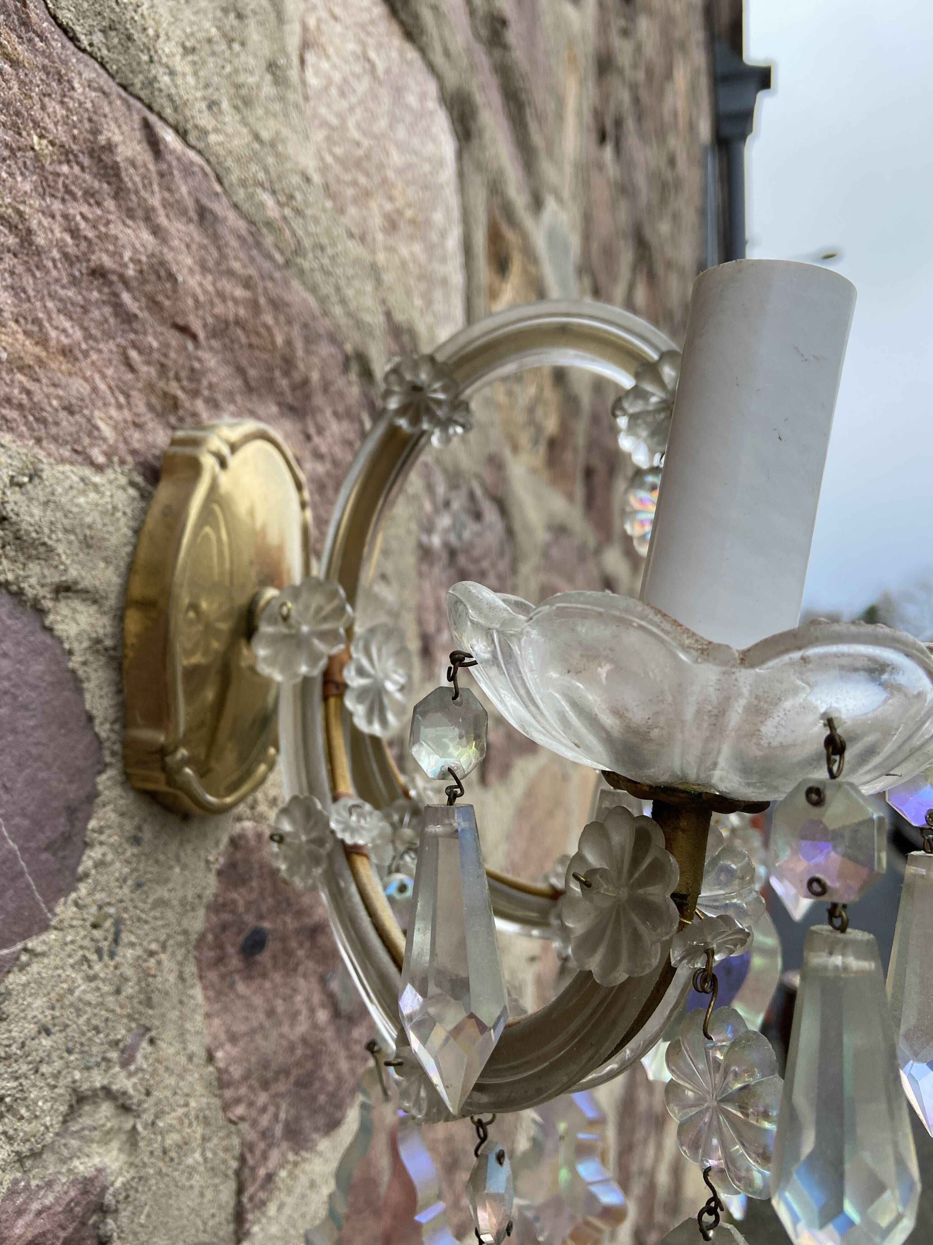 2 Venetian crystal sconces wall lights Marie-Thérèse old rococo