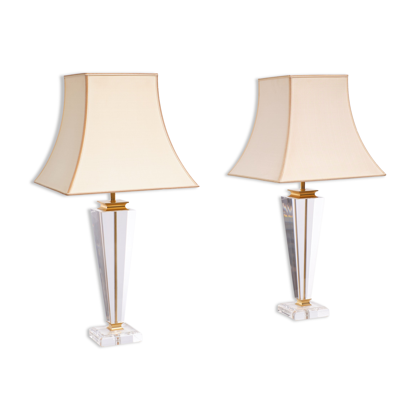 Paire de lampes de table Hollywood Regency lucite 1970 France