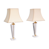 Paire de lampes de table Hollywood Regency lucite 1970 France