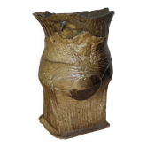 Vase en plaque de grès scarifiée