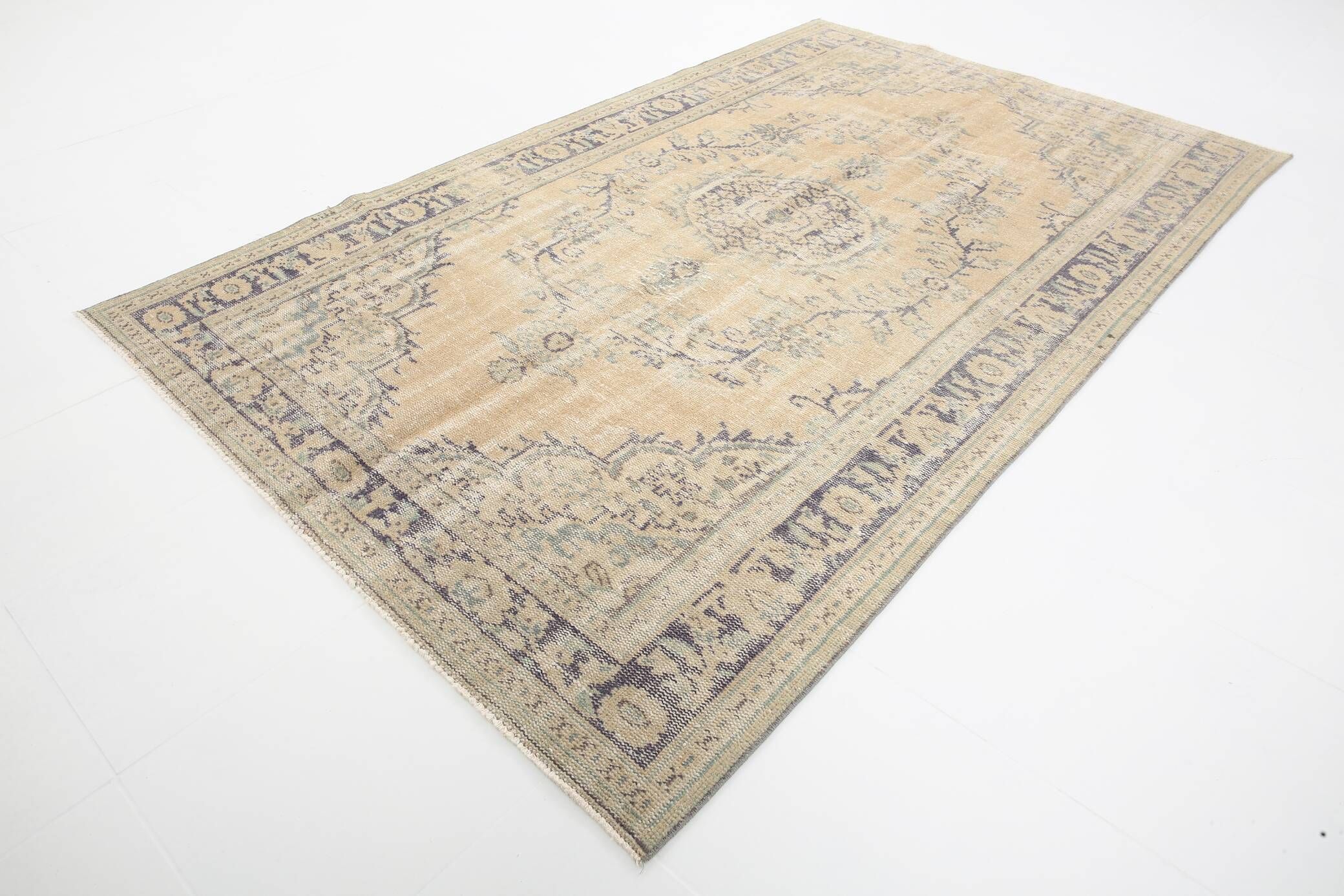 5x9 Beige & Blue Handmade Wool Turkish Rug, 166x272Cm SK 2401 FREE SHIPPING