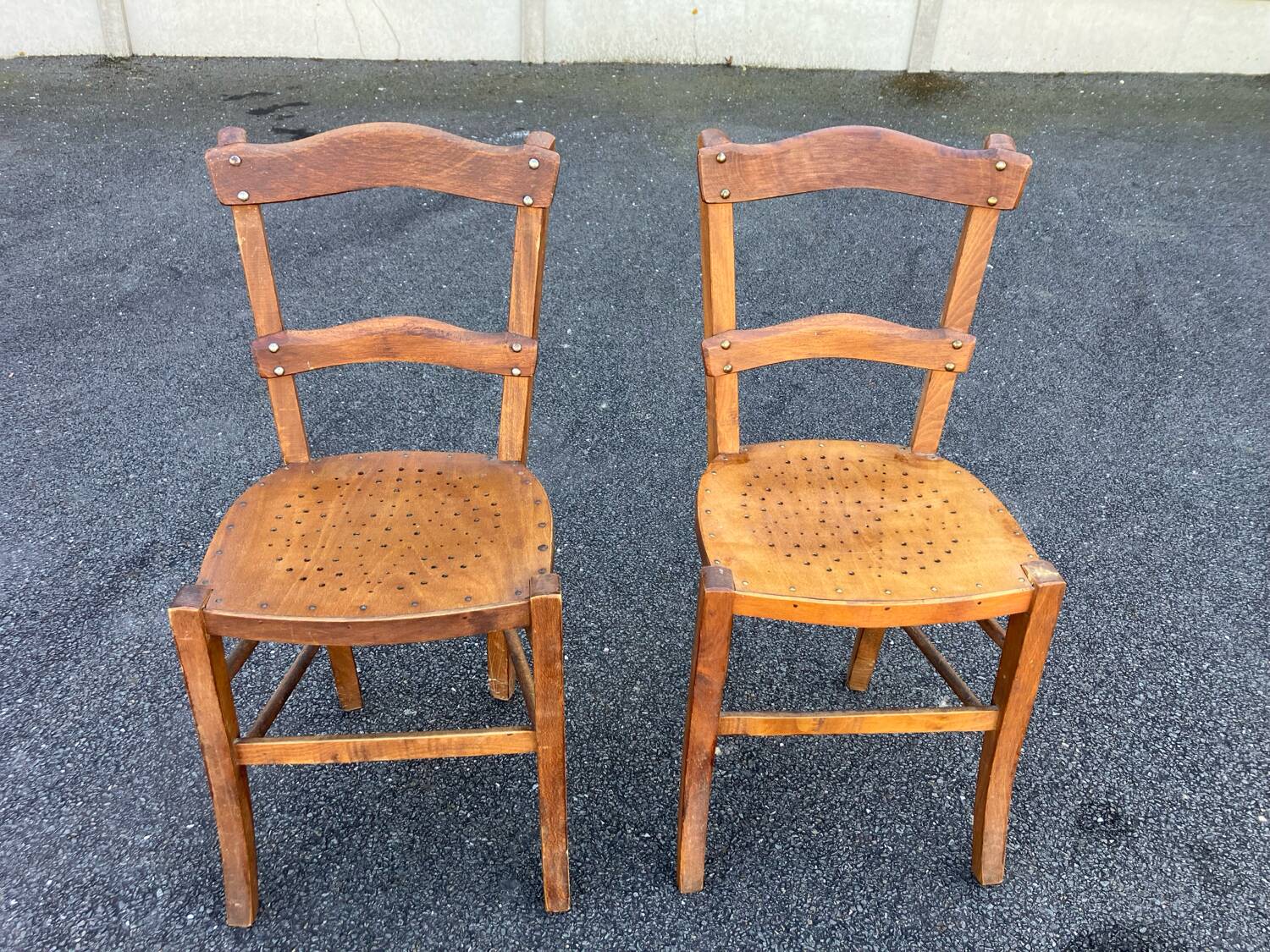 Vintage Bistro Wood Chairs Stamped Luterma