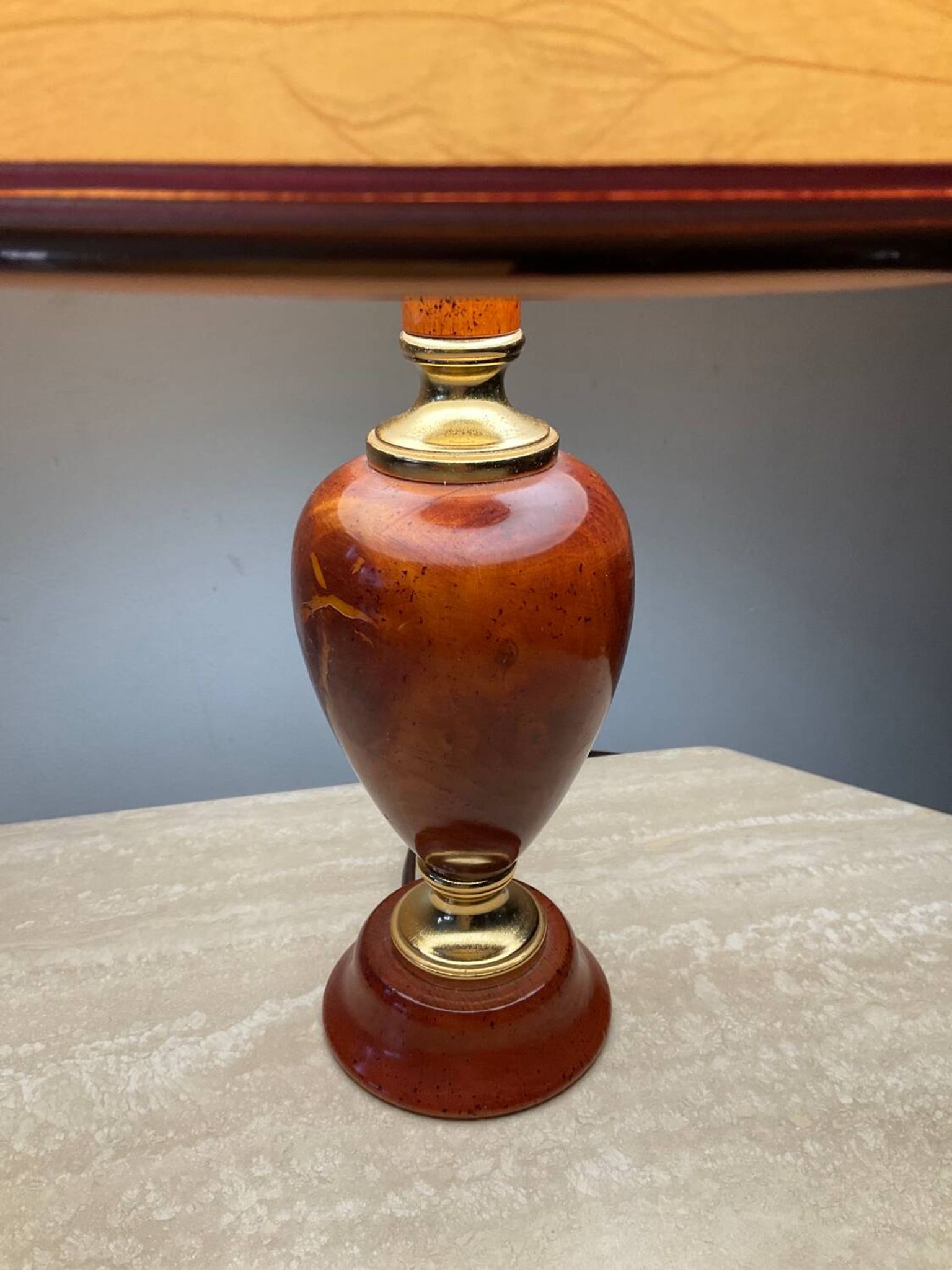 Le Dauphin house lamp in wood and brass from the 70s-80s