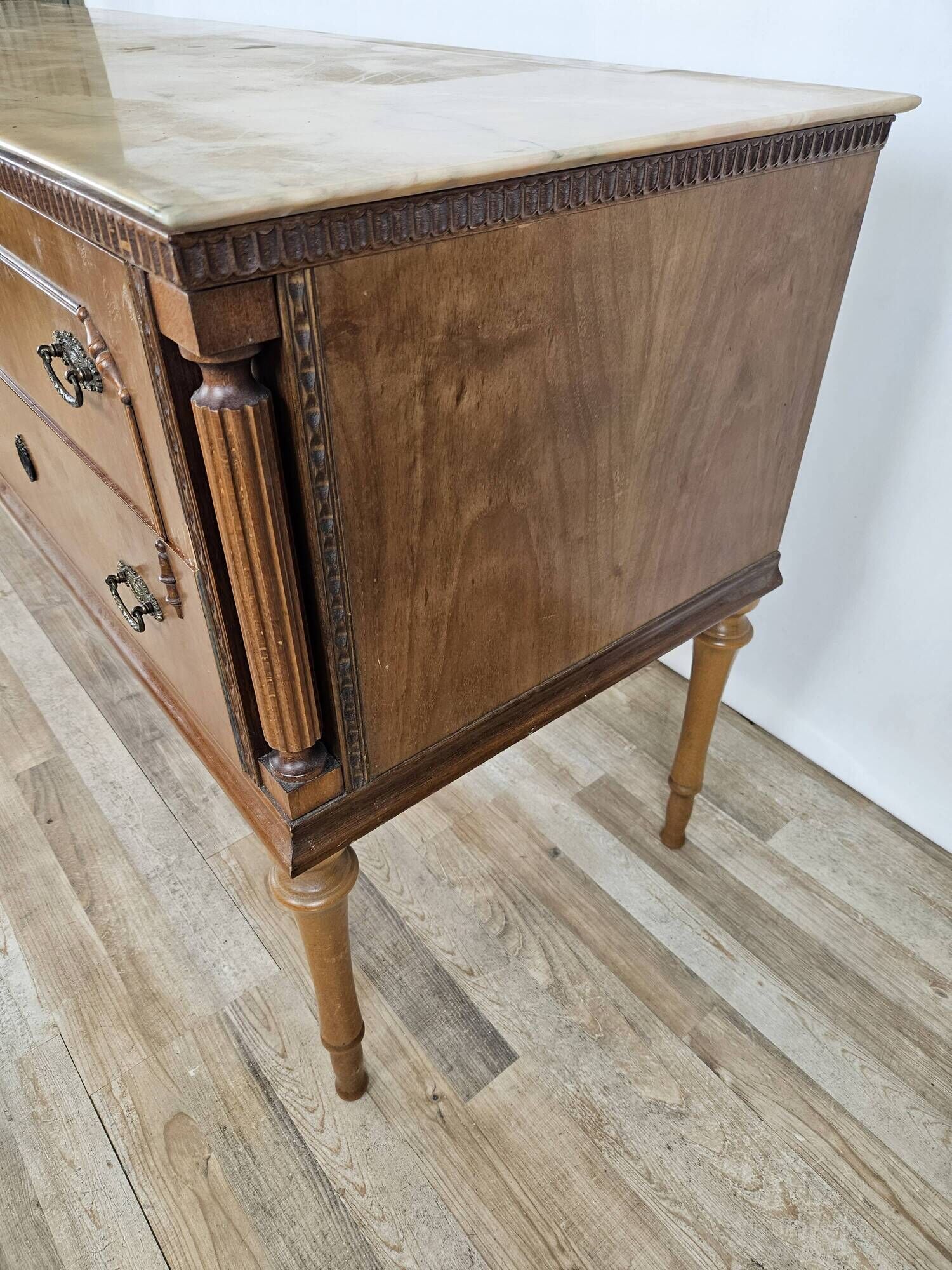 1980s chest of drawers with marble top and four drawers