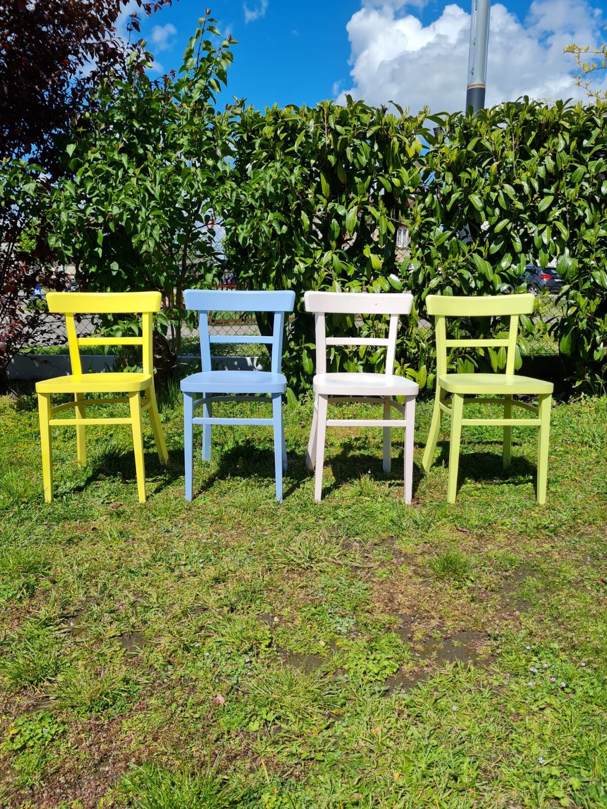Série de 4 chaises Baumann en bois pastel