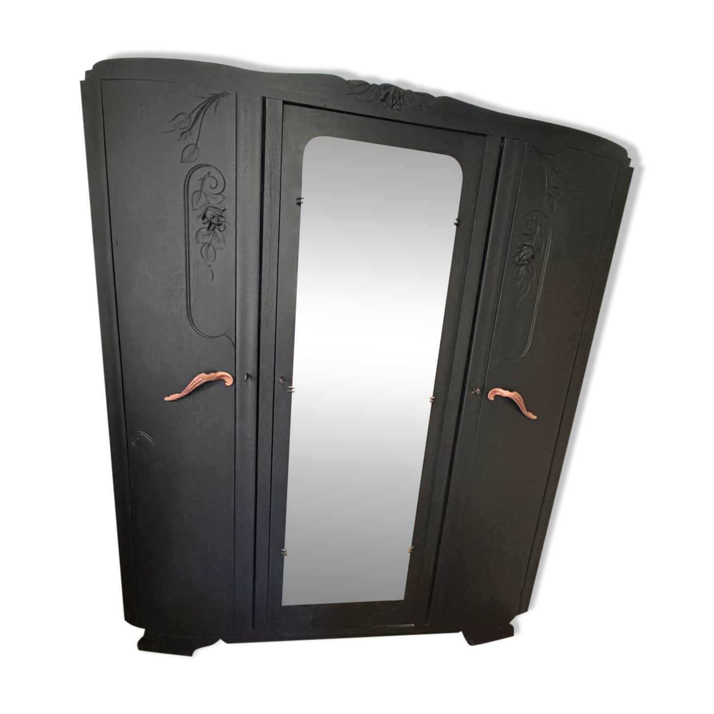 Matte black Art Deco wardrobe