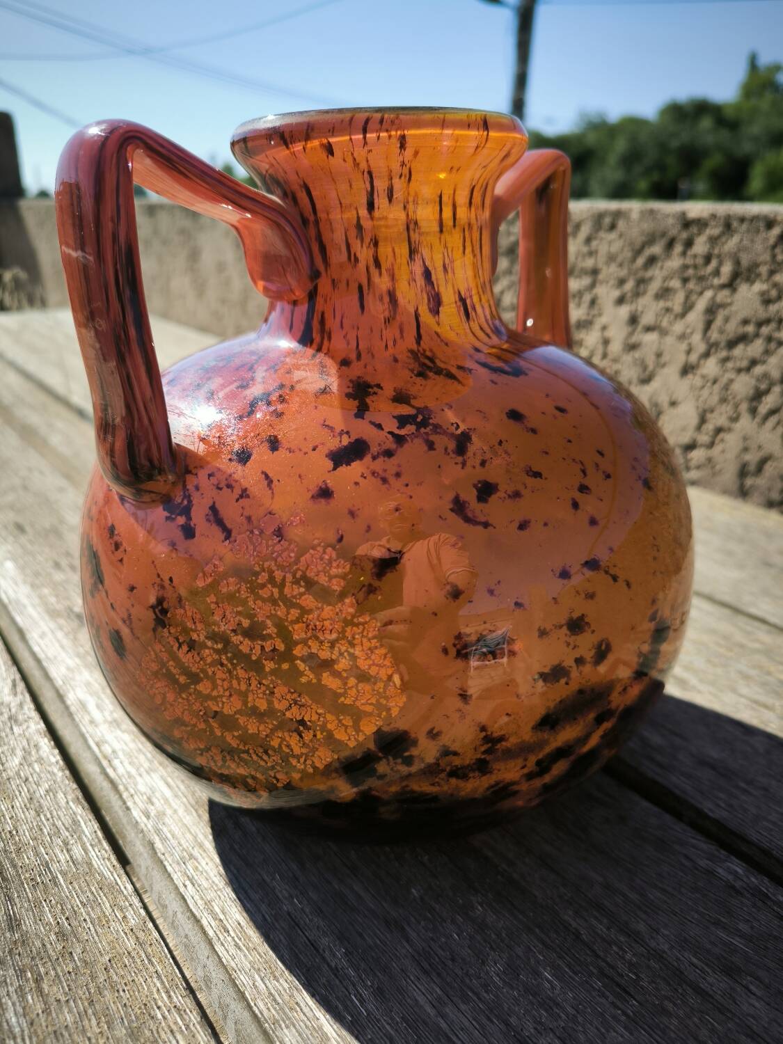 Glass paste vase with gold inclusion Daum 1930