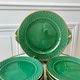 dessert service 12 dessert plates and a green and golden Art Deco cake dish 40s