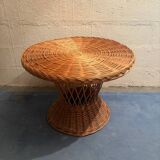 Table basse en rotin vintage