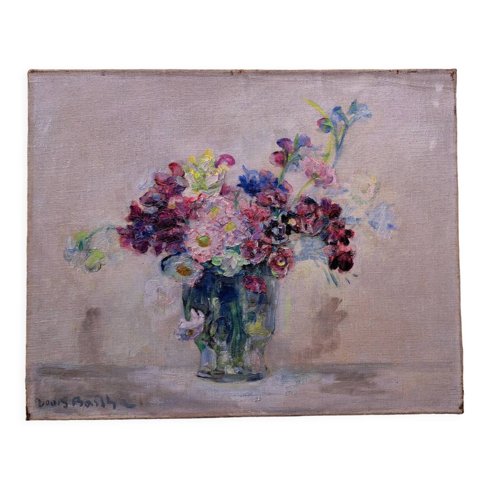 Tableau huile sur toile bouquet de fleurs