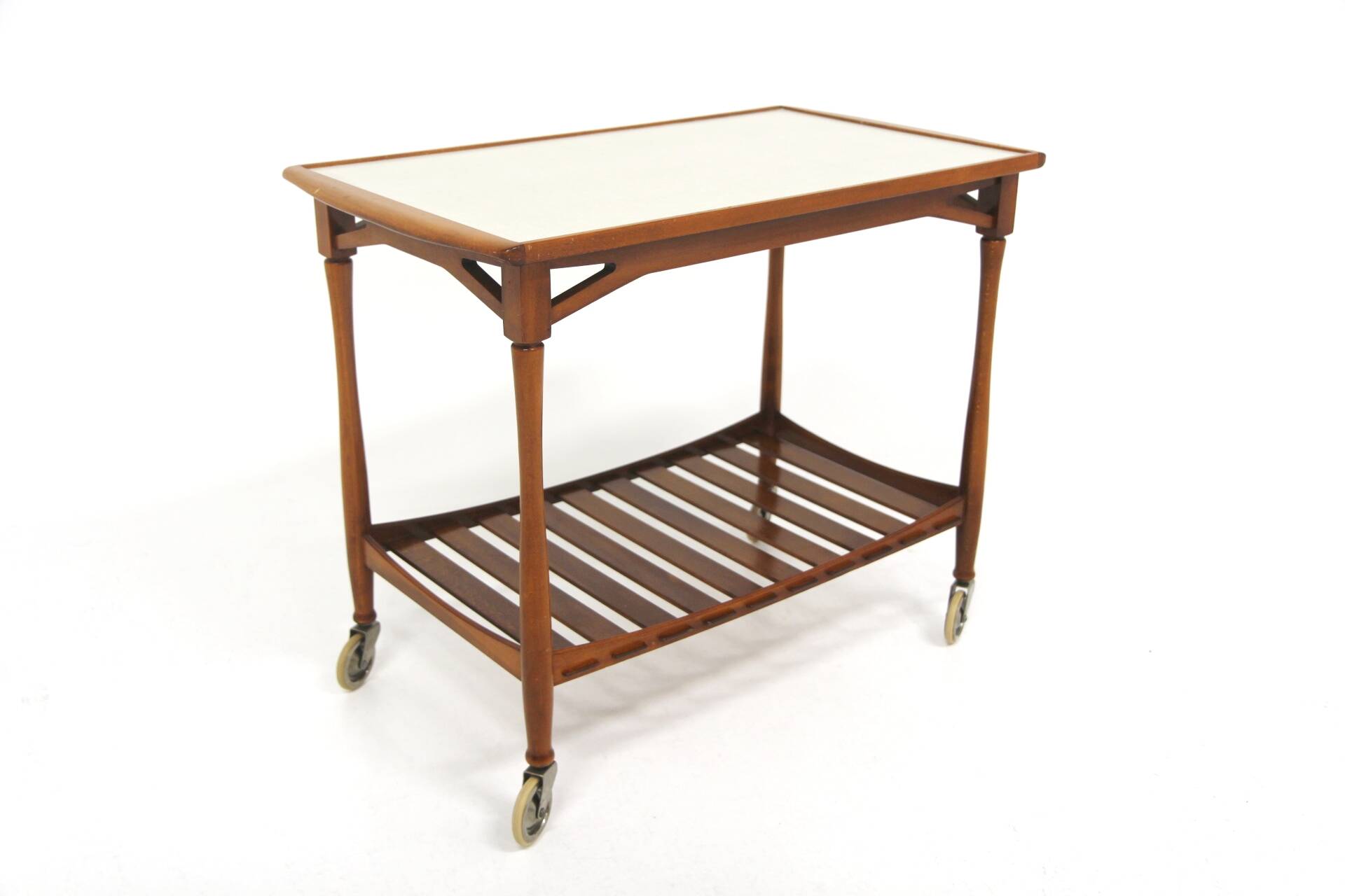 Scandinavian mahogany and Formica serving trolley, Swedish modern, Sweden, 1940