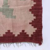 Long Wool Roses Runner Rug 1960s Vintage