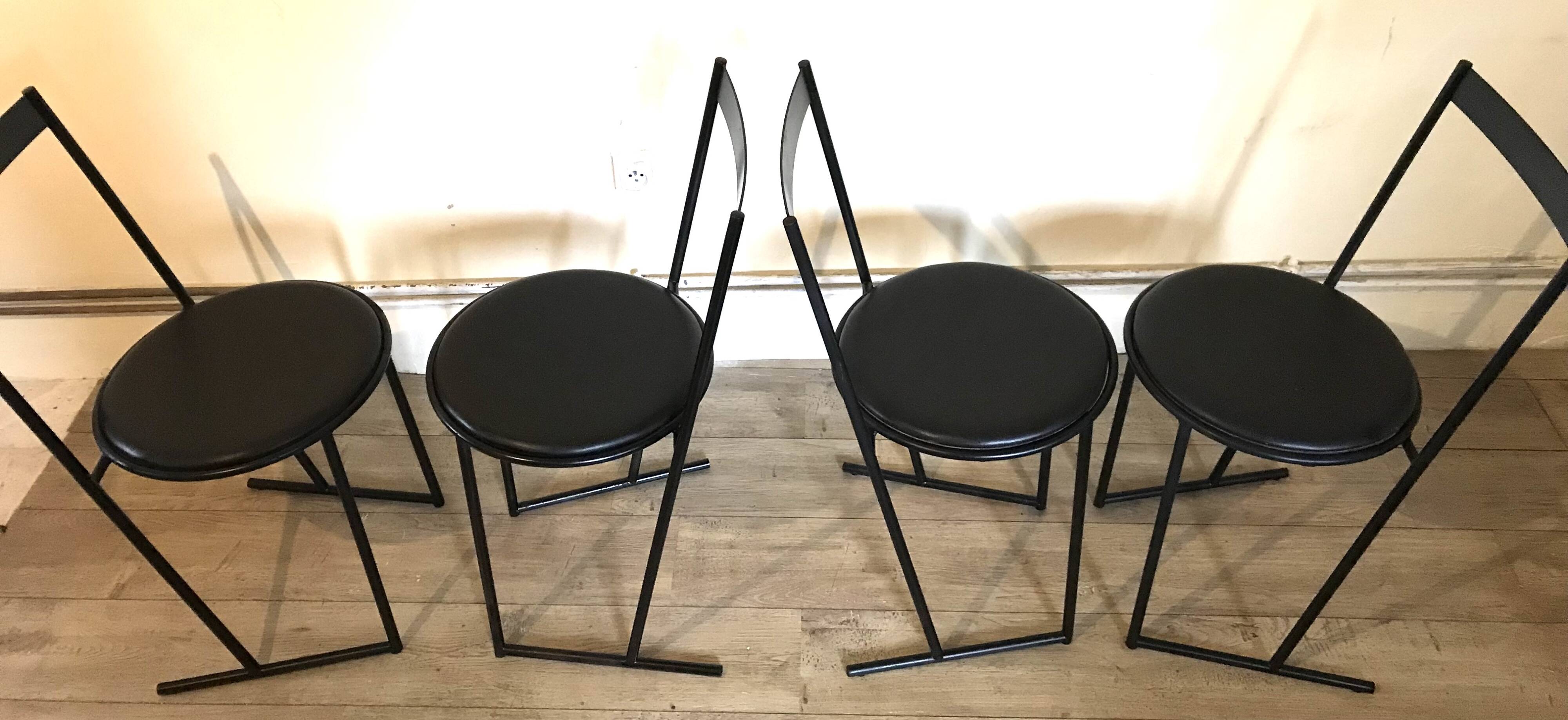 Set of 4 chairs Italy 1980 by Emilio Nanni for Fly-line