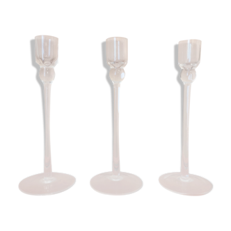 Trio of glass candle holders