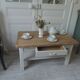 Coffee table made from a vintage table, pearl gray patina, wooden top.