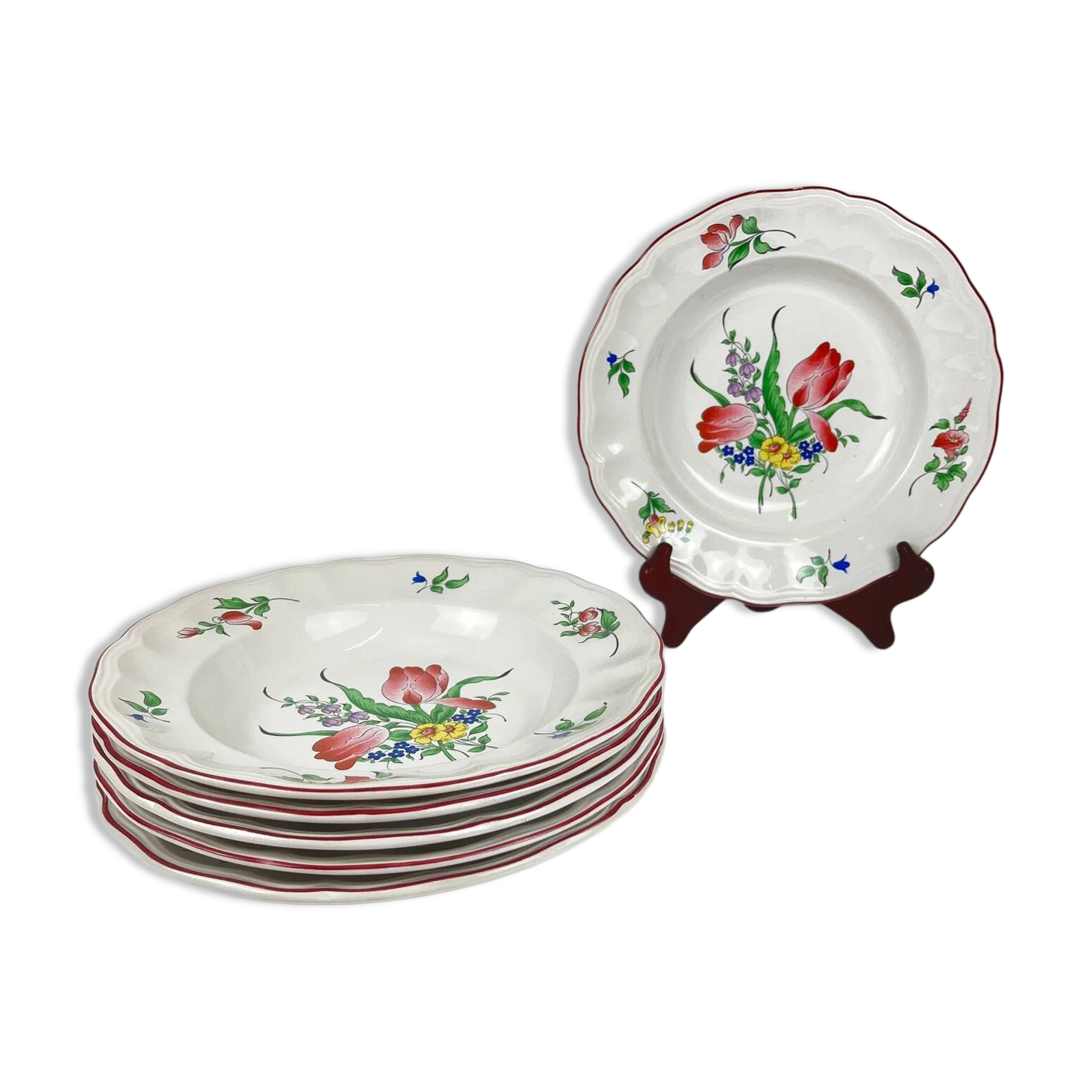 6 deep plates KG Lunéville "Réverbère"