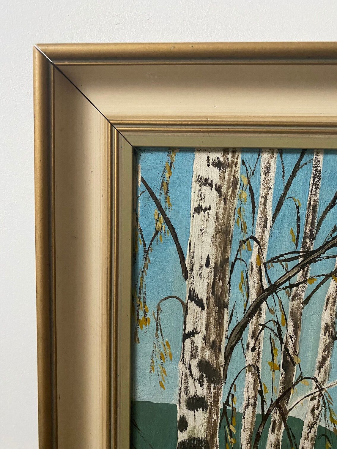 Mid Century Vintage Framed Oil Painting - By the Lake