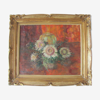 HST - Dead Nature - Bouquet of anemones - golden frame