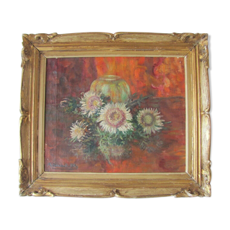 HST - Dead Nature - Bouquet of anemones - golden frame