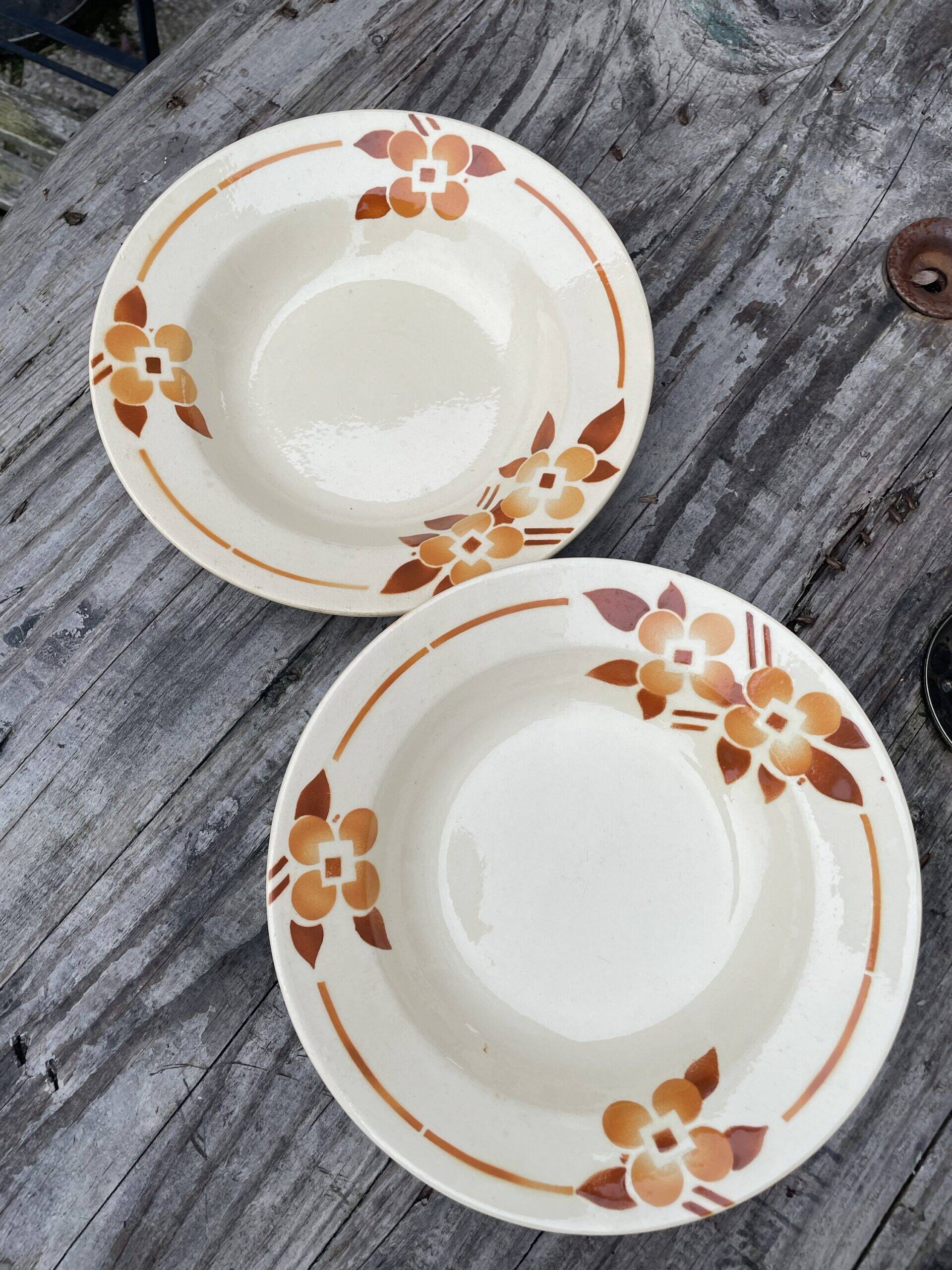 2 French earthenware plates