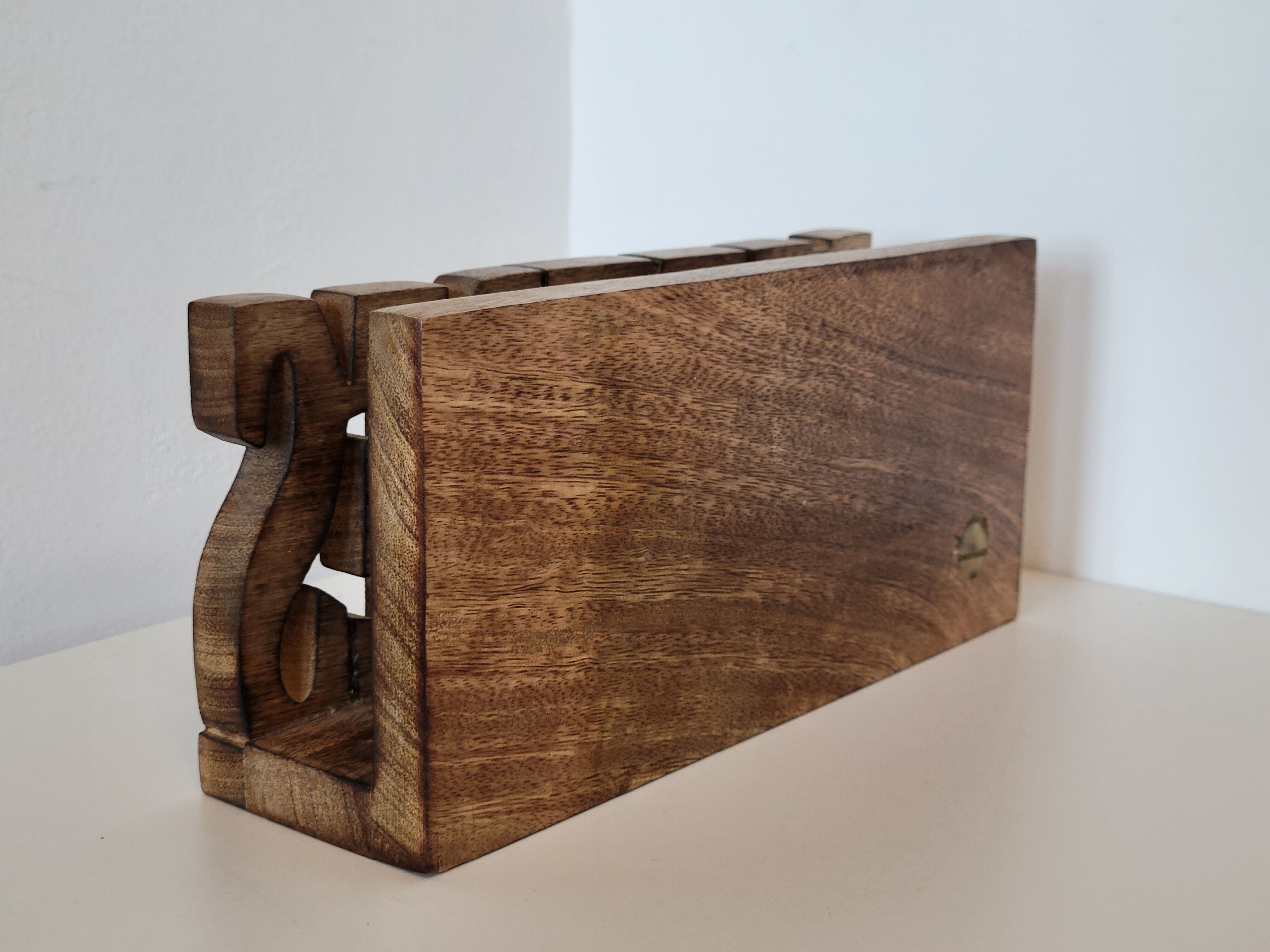 Mail rack carved wooden letter holder LETTERS