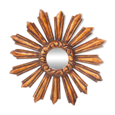 Vintage sun mirror witch's eye in gilded wood (39 cm)