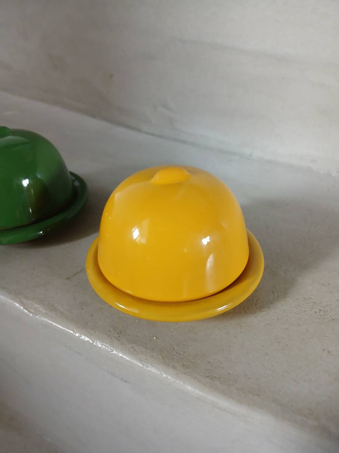 2 mini ceramic butter dishes